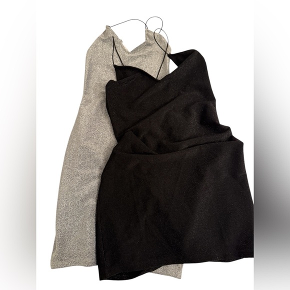 H&M Dresses & Skirts - H&M Dress Metallic Bodycon Mini Dress Bundle BOGO Silver XS + Black S
